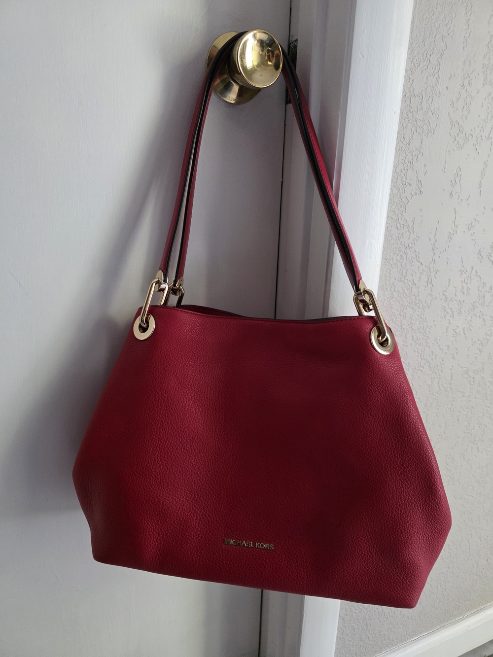 Michael Kors Red Pebbled Leather Shoulder Bag